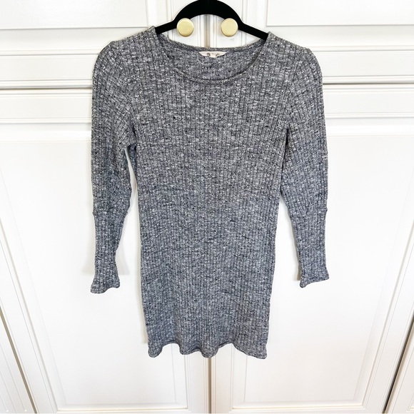 Madewell Women’s Grey Space Dye Ribbed Bubble along Sleeve Dress Sweater Knit - Picture 4 of 11
